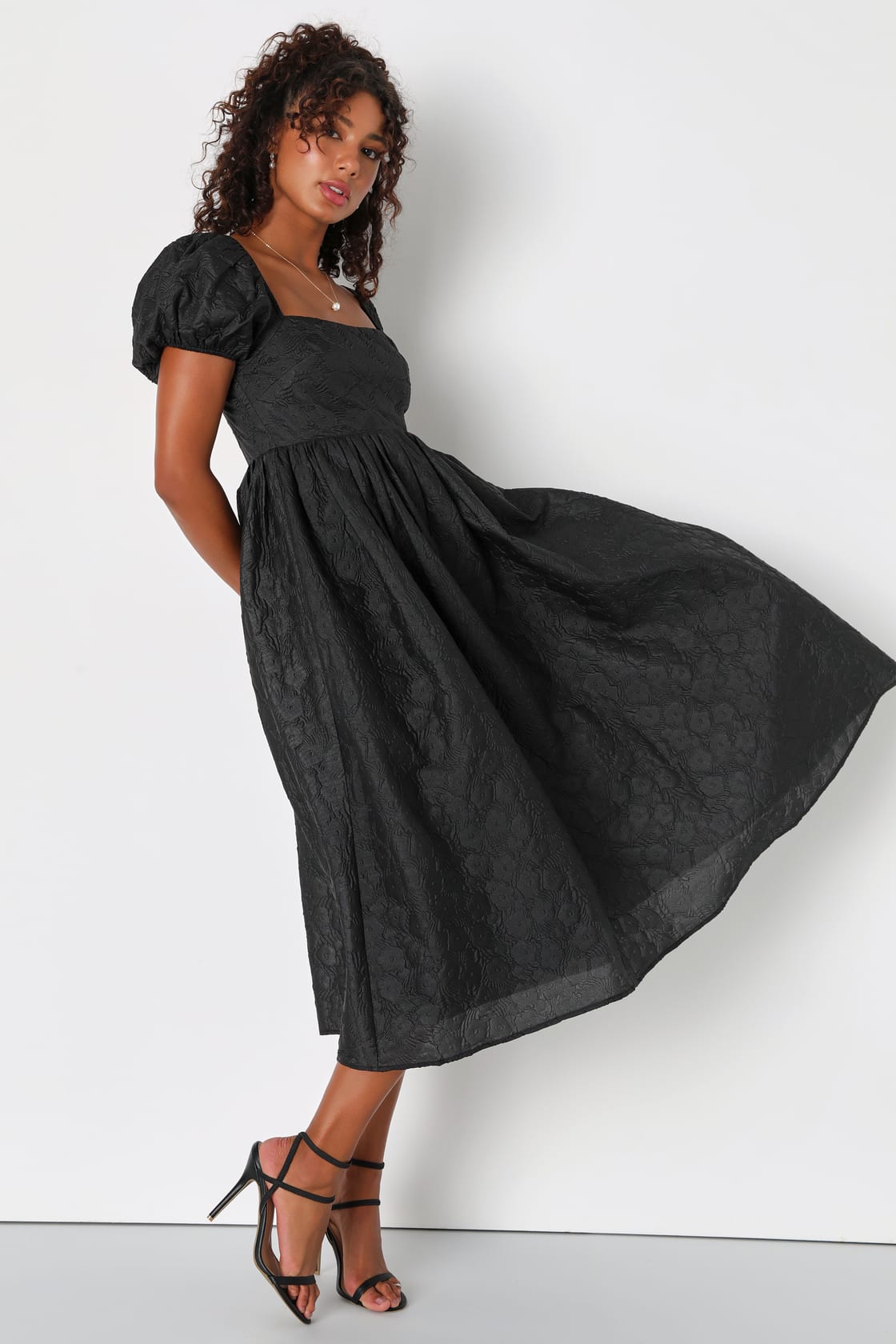 Lulus Floral Jacquard Puff Sleeve Babydoll Dress – Just Fabulous  Consignment Boutique