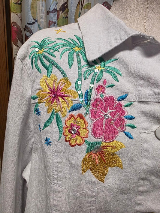 Dianne Gilman Tropical Denim Jacket Sz 1X