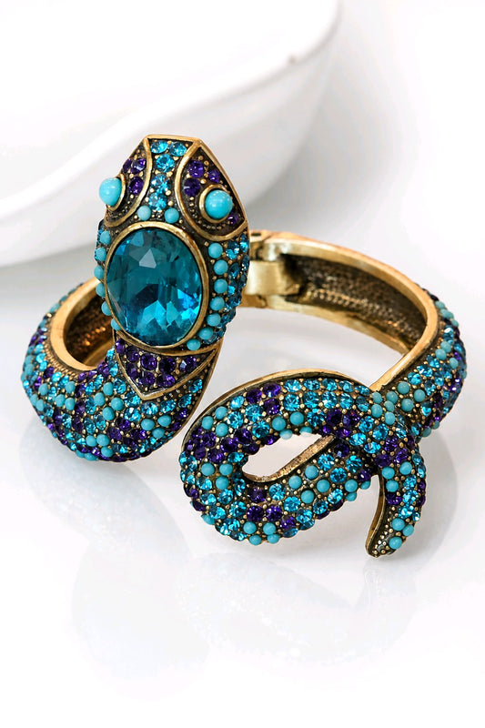 HEIDI DAUS Mystical Snake Swarovski Crystal Cuff Bracelet Egyptian Revival