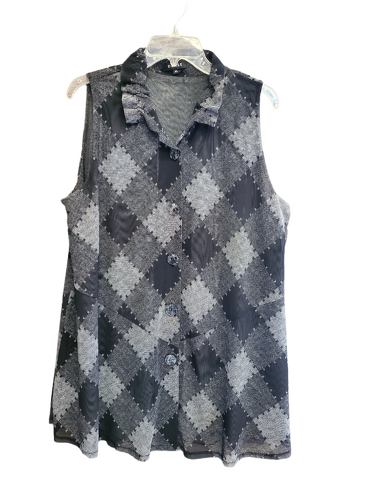 Damee Patchwork Print Sleeveless Tunic Top Sz X-Large