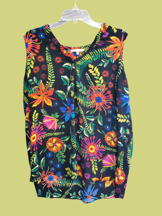 Violet & Claire Floral Print Sleeveless Tunic Top Sz 1X
