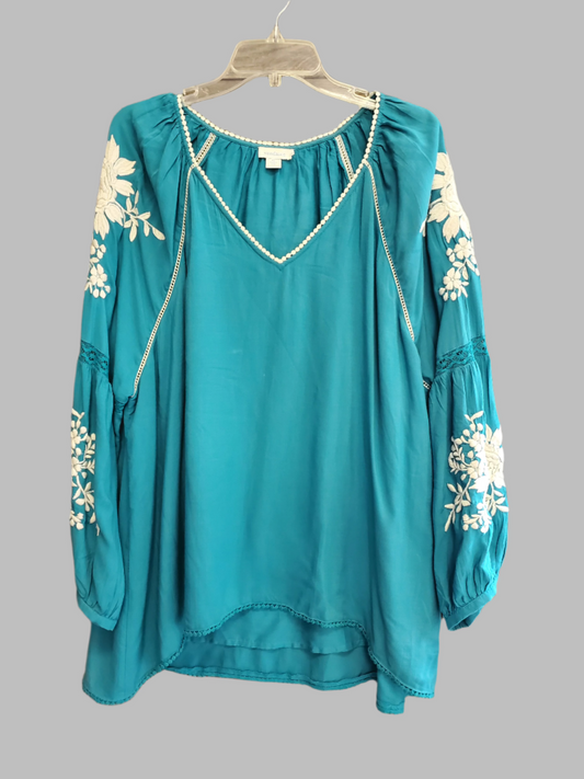 Sundance Embroidered Tunic Top Sz X-Large