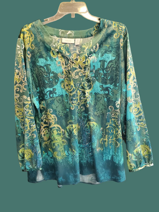Chico's V-Neck Le Fleur Print Tunic Top Sz X-Large (Chico's 3)