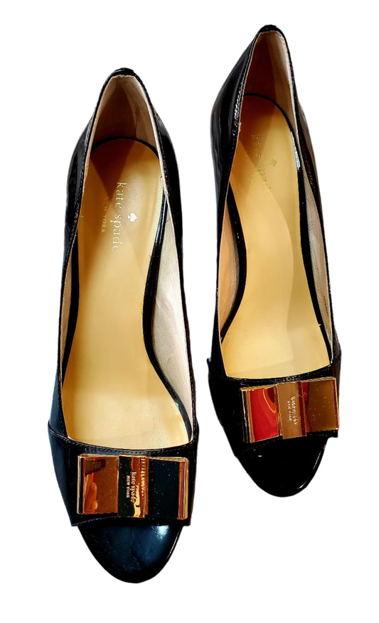 Kate Spade Open Toed Patent Leather Wedge Heels Sz 10M