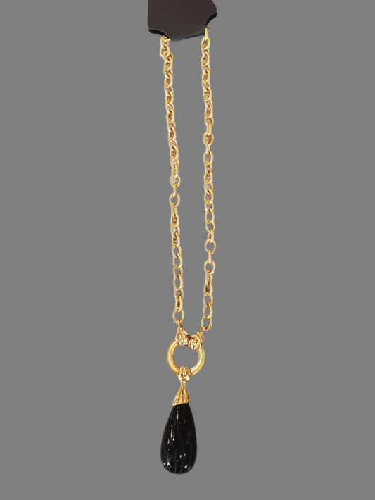 Teardrop Onyx Pendant Necklace