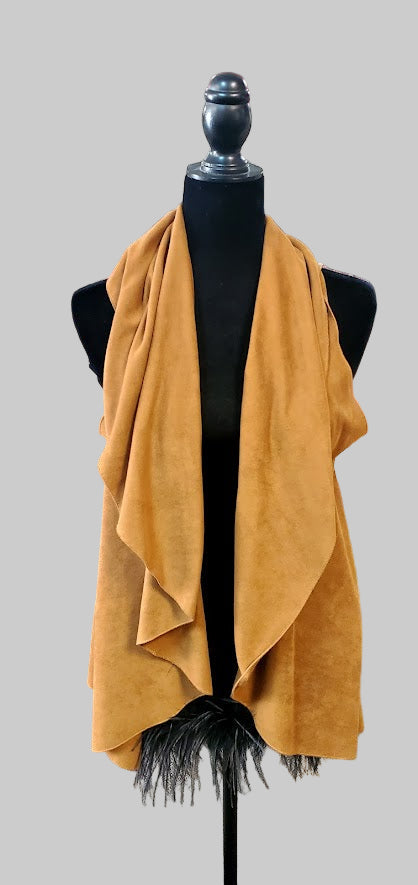 Faux Suede Drape Vest Sz OS