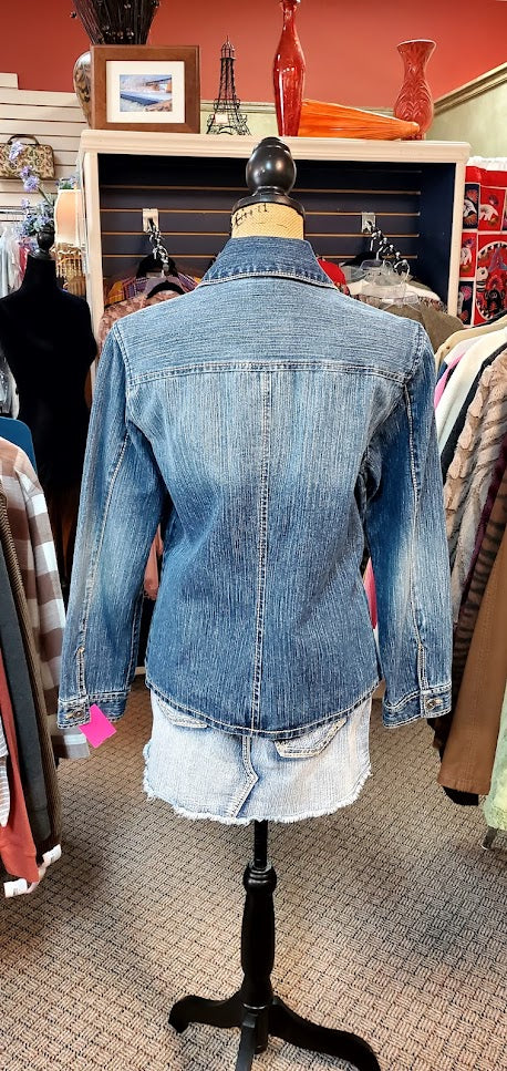 Chico's Denim Button Down Blazer Sz Medium (1)