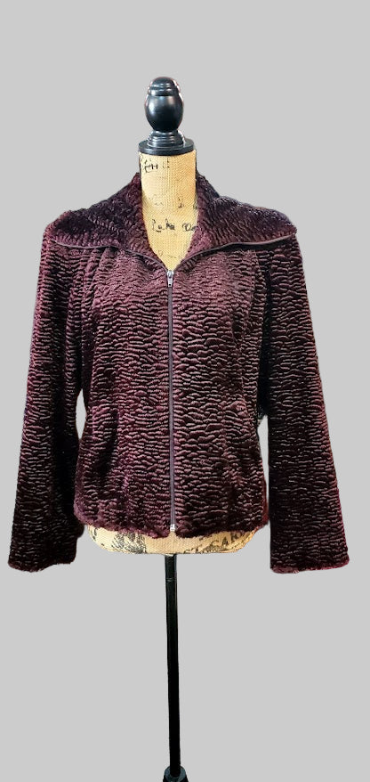 Utex Vintage Faux Persian Fur W/Zipper Front Jacket Sz Medium