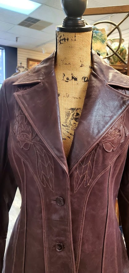 Vintage Guess Leather Blazer Sz Medium