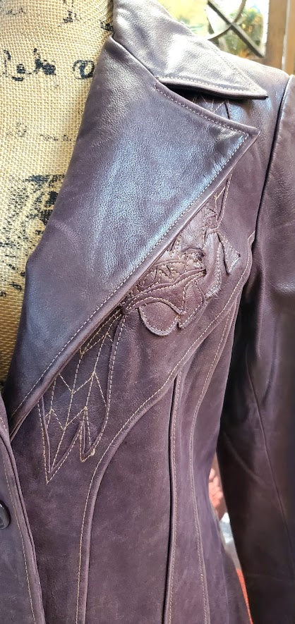 Vintage Guess Leather Blazer Sz Medium