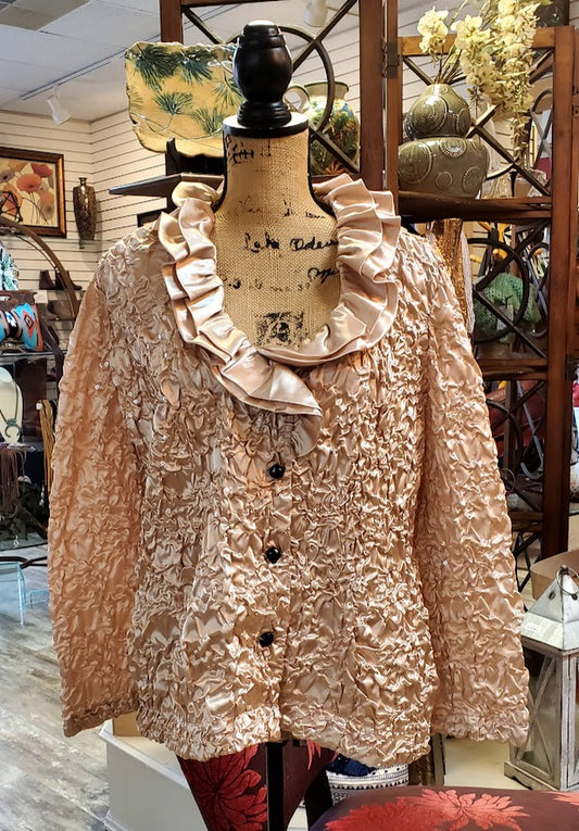 Cachet Satin Ruffle Neckline Blouse Sz 10