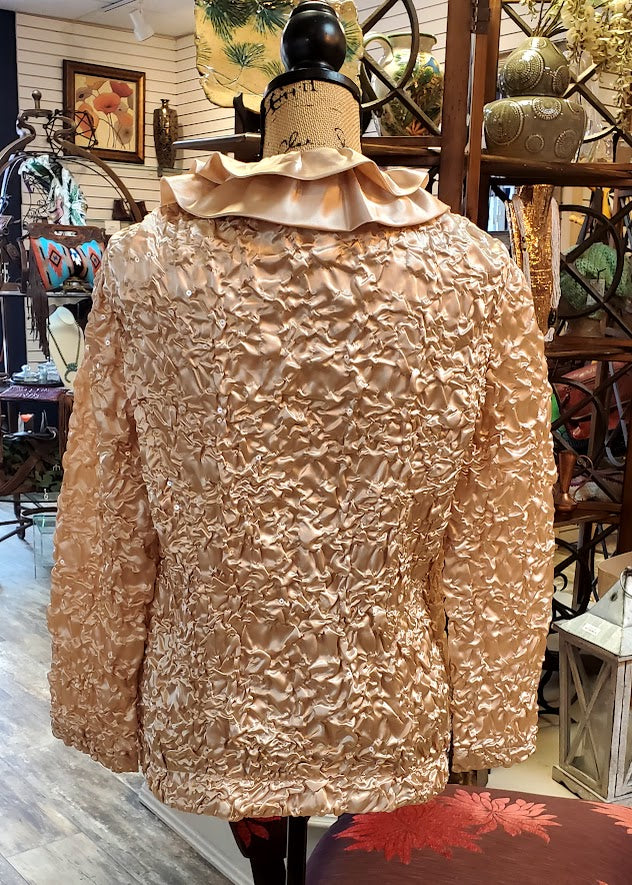 Cachet Satin Ruffle Neckline Blouse Sz 10