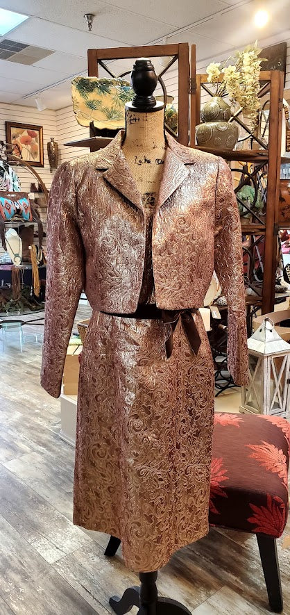 Patra Gold Lame 2pcs Dress Suit Sz 12