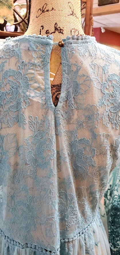 Suzanne Betro Sheer Lace Long Sleeve Dress Sz Medium