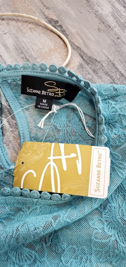 Suzanne Betro Sheer Lace Long Sleeve Dress Sz Medium