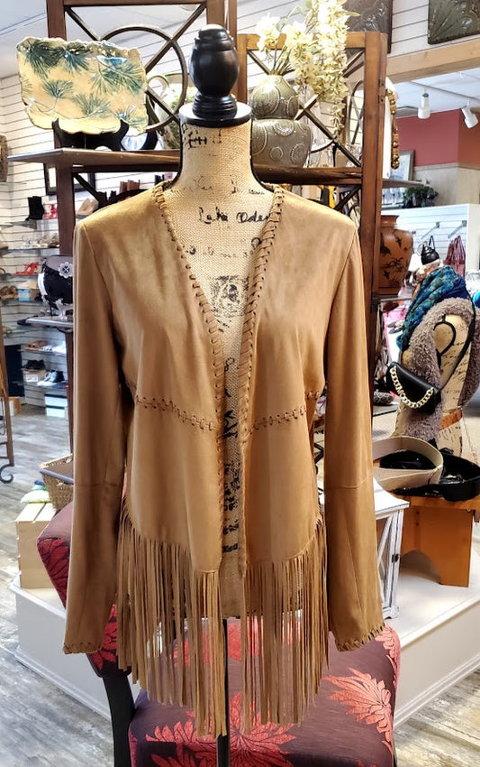 Back in the Saddle Faux Suede Fringe Jacket Sz Medium