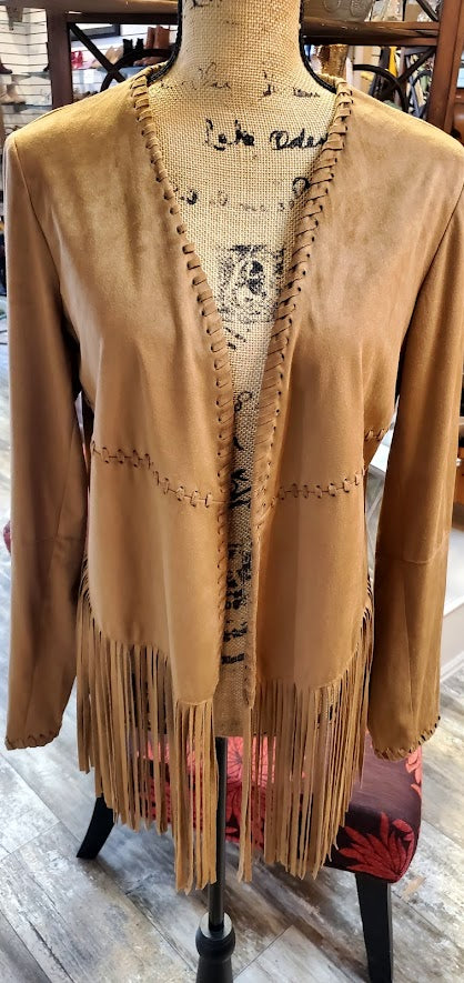 Back in the Saddle Faux Suede Fringe Jacket Sz Medium