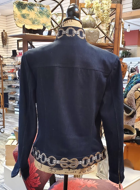Christine Alexander Denim Zip Front Jacket Sz Medium