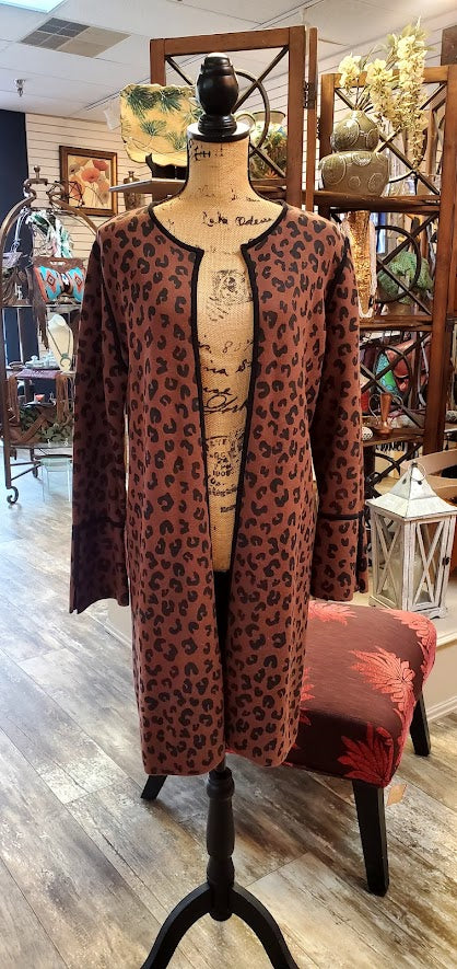 Animal Print Reversible Long Cardigan Sz Large