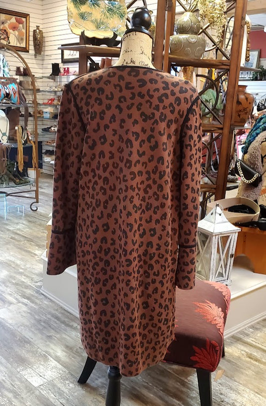 Animal Print Reversible Long Cardigan Sz Large