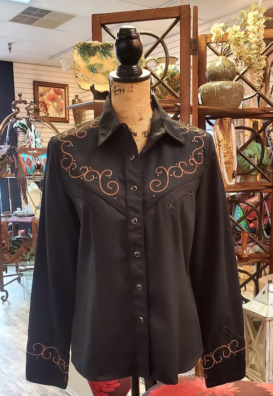 Scully Western Snap Button Down Shirt Sz Large