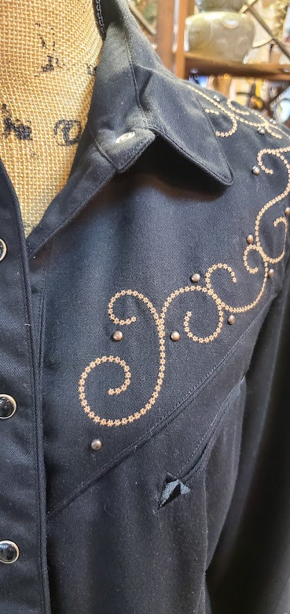 Scully Western Snap Button Down Shirt Sz Large