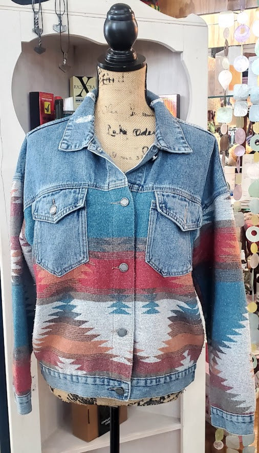 Veveret Denim Aztec Short Jacket Sz Small