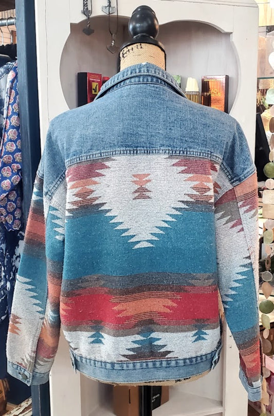 Veveret Denim Aztec Short Jacket Sz Small