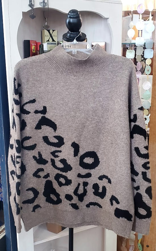 Entro Leopard Print Long Sleeve Sweater Sz Large