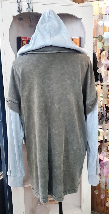 Doe & Rae Snap Front Jersey Hooded Jacket Sz Large