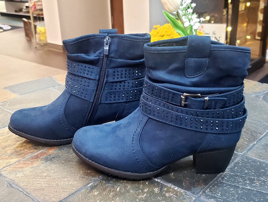 VJH Rhinestone Navy Blue Ankle Boots Sz 7M