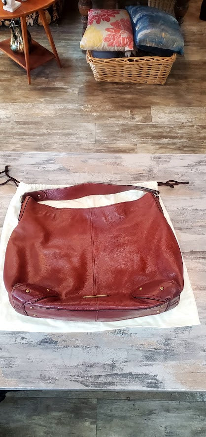 Cole Haan Paige Cognac Brown Genuine Leather Hobo Tote Bag