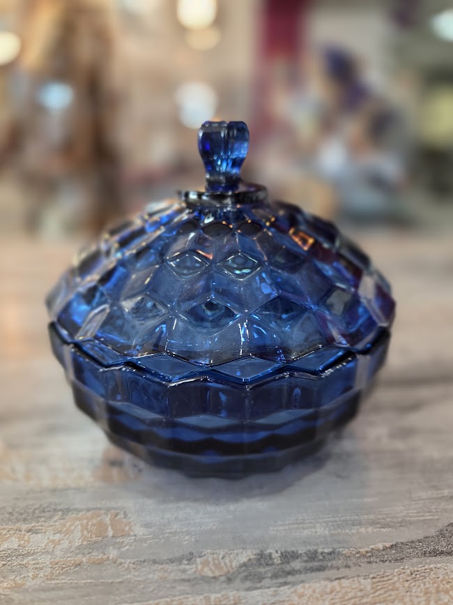Lidded Blue Candy Dish