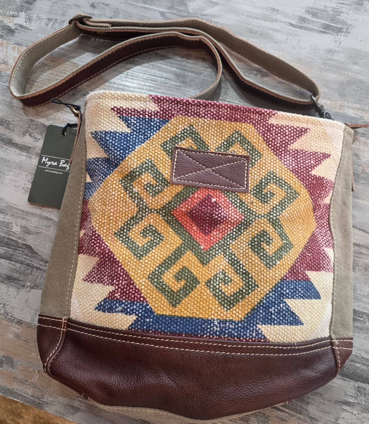 Myra Bag Aztec Sun Print Canvas Tote