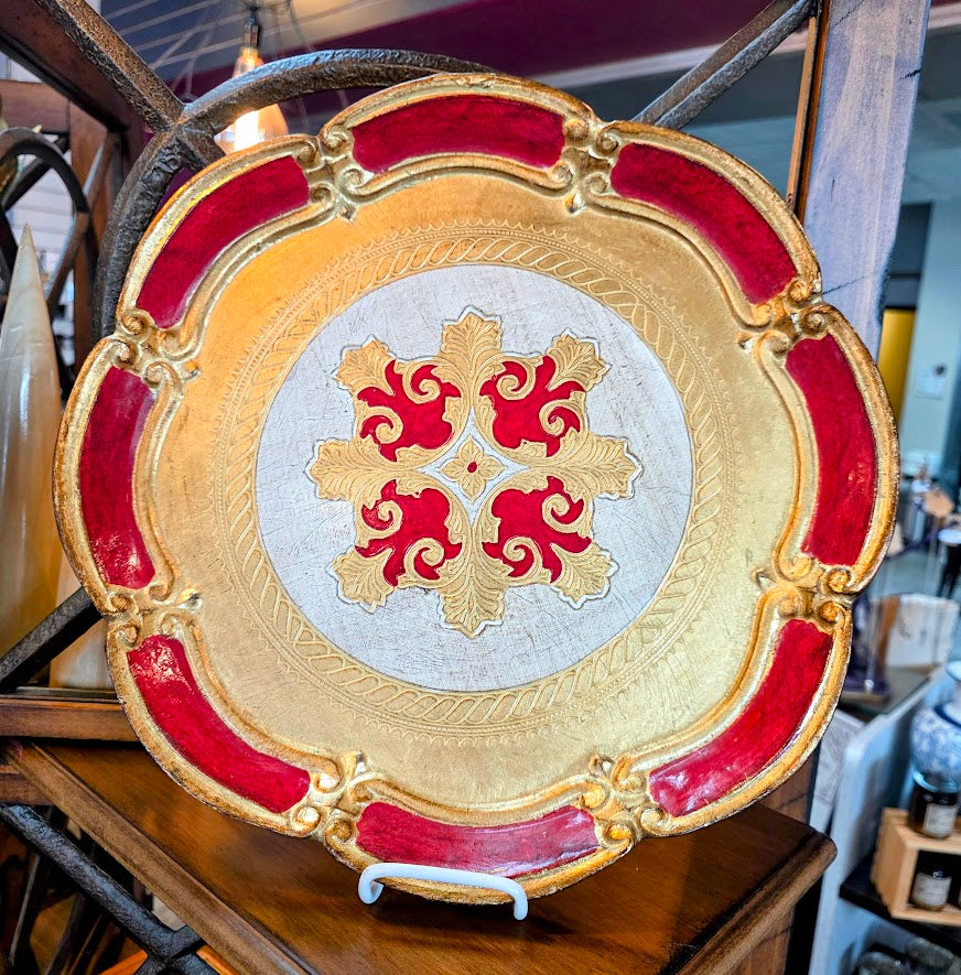 Florentine Wooden Tray Red Medium
