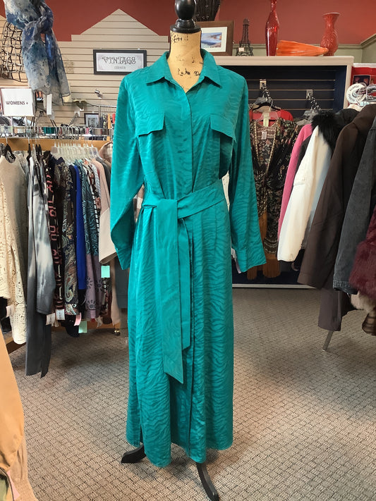 Chico's Maxi Dress Jacquard Tiger Shirt Dress Sz 3.5