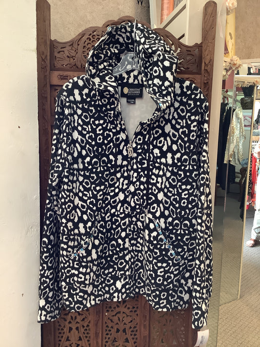 Christine Alexander Leopard Pattern Zip Front Jacket Sz X-Large