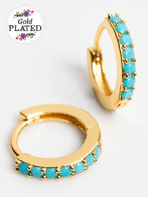 Huggie Hoops Earrings Turquoise