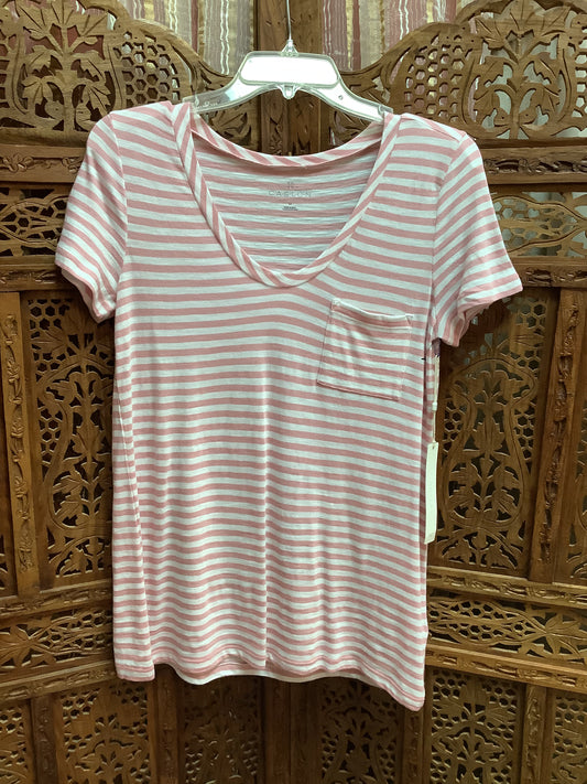 Caslon Striped V-Neck T-Shirt Sz X-Small