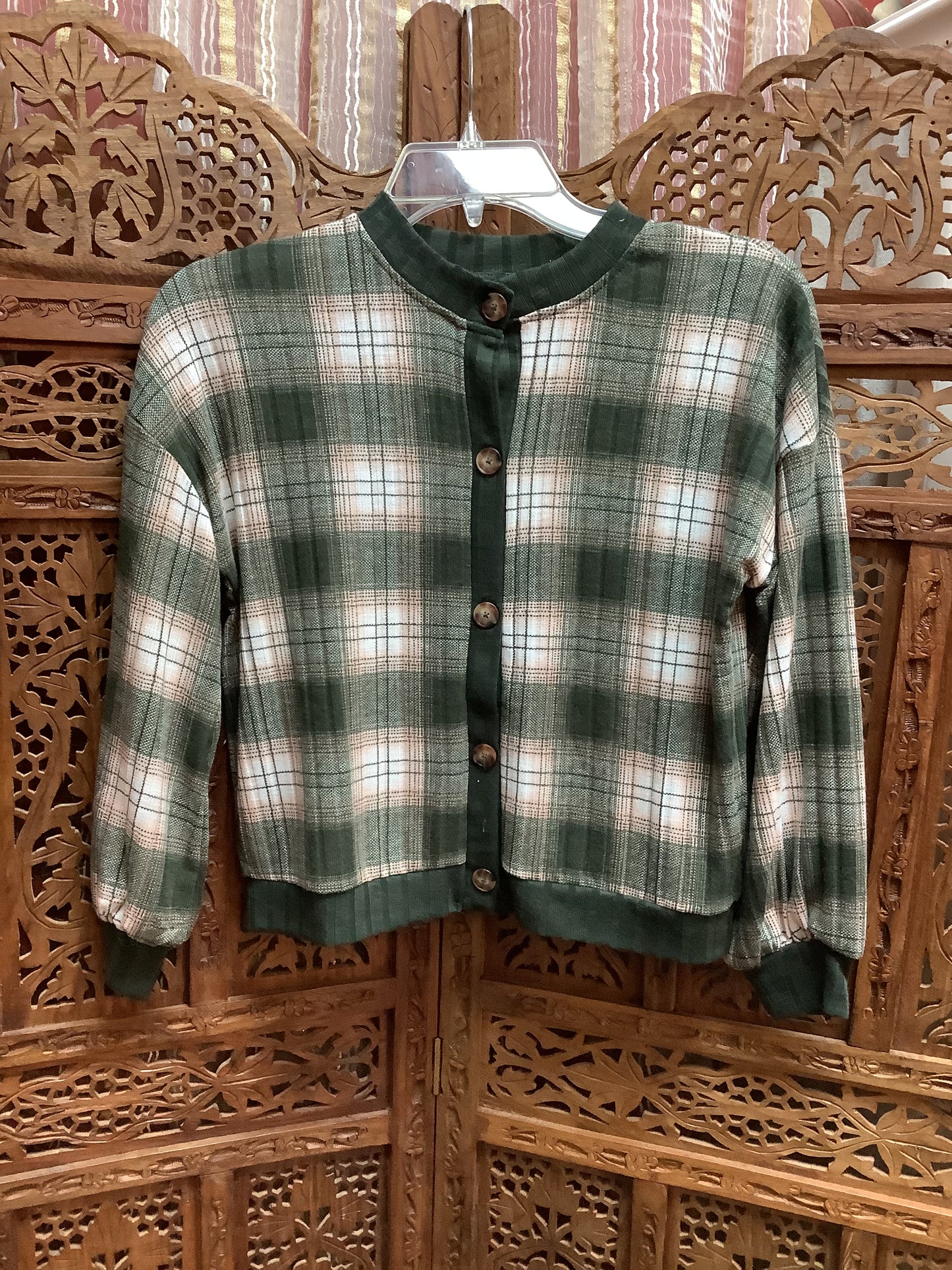 Love Fire Plaid Print Crop Top Sz Medium