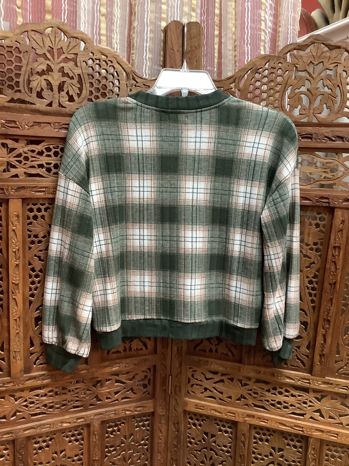 Love Fire Plaid Print Crop Top Sz Medium