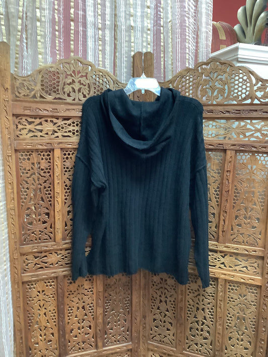 Sweet Romeo Black Long Sleeve Crop Top w/Hoodie Sz Medium