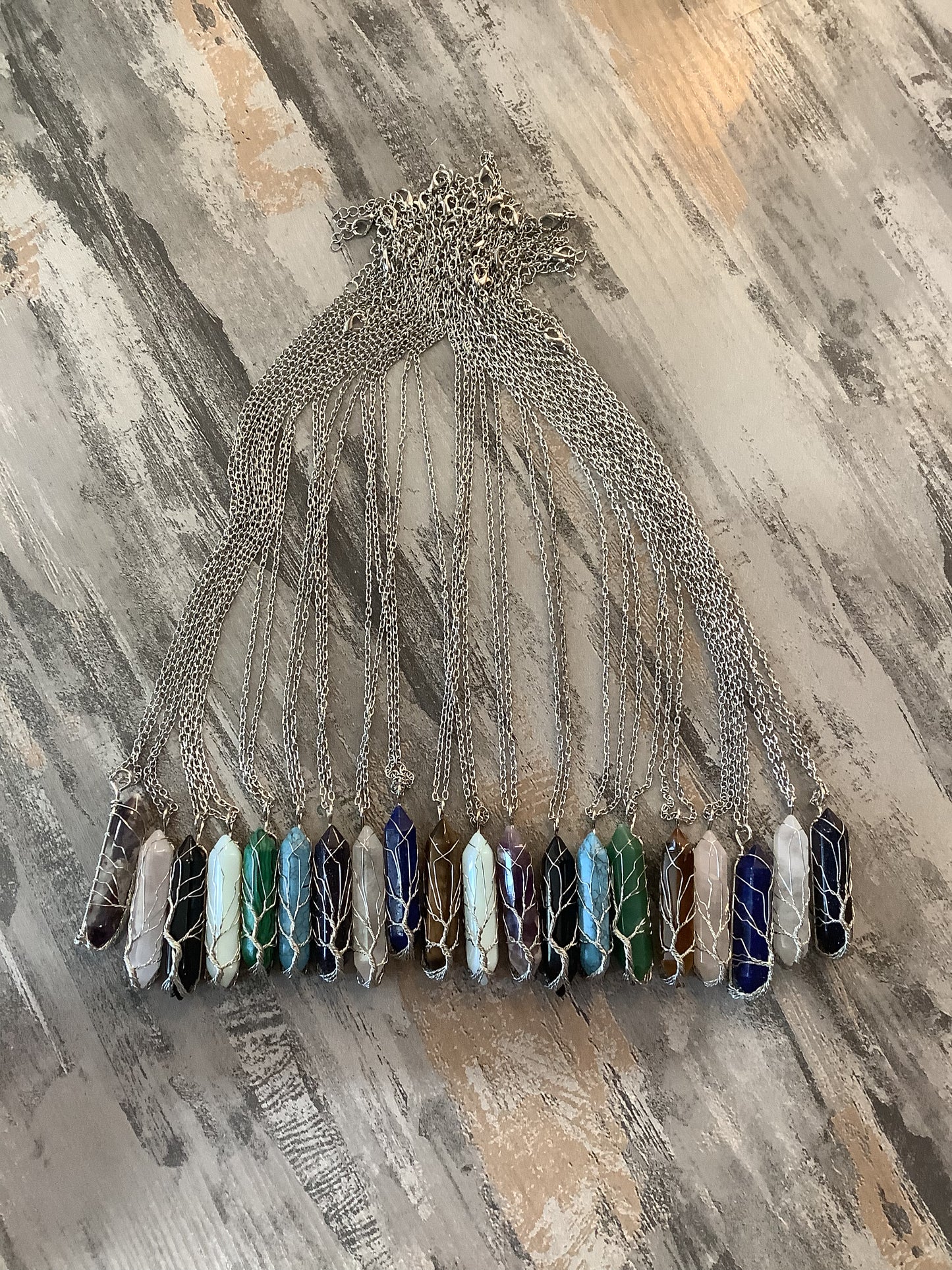 Metaphysical Crystals Wrapped Tree of Life Wire Necklace