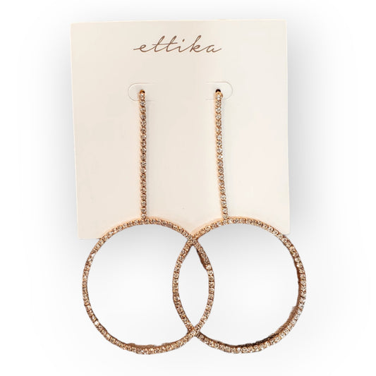 Ettika Rhinestone Dangle Hoop Earrings 18KP
