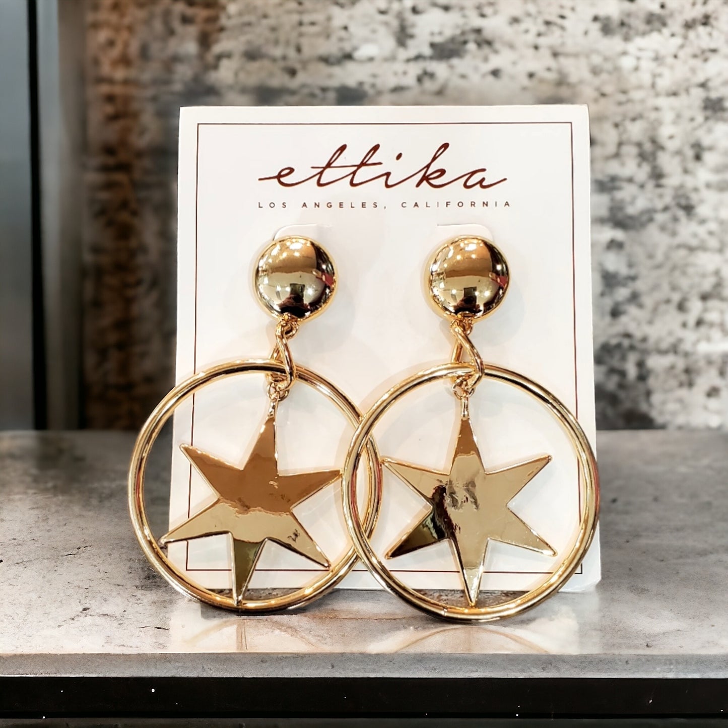 Ettika Star Hoop Dangle Earrings 18KP