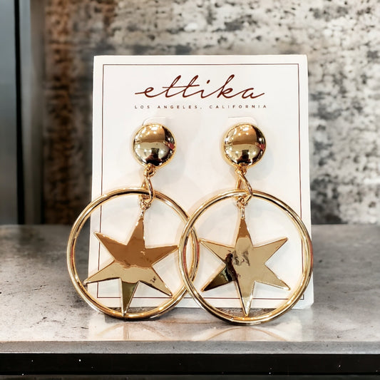 Ettika Star Hoop Dangle Earrings 18KP