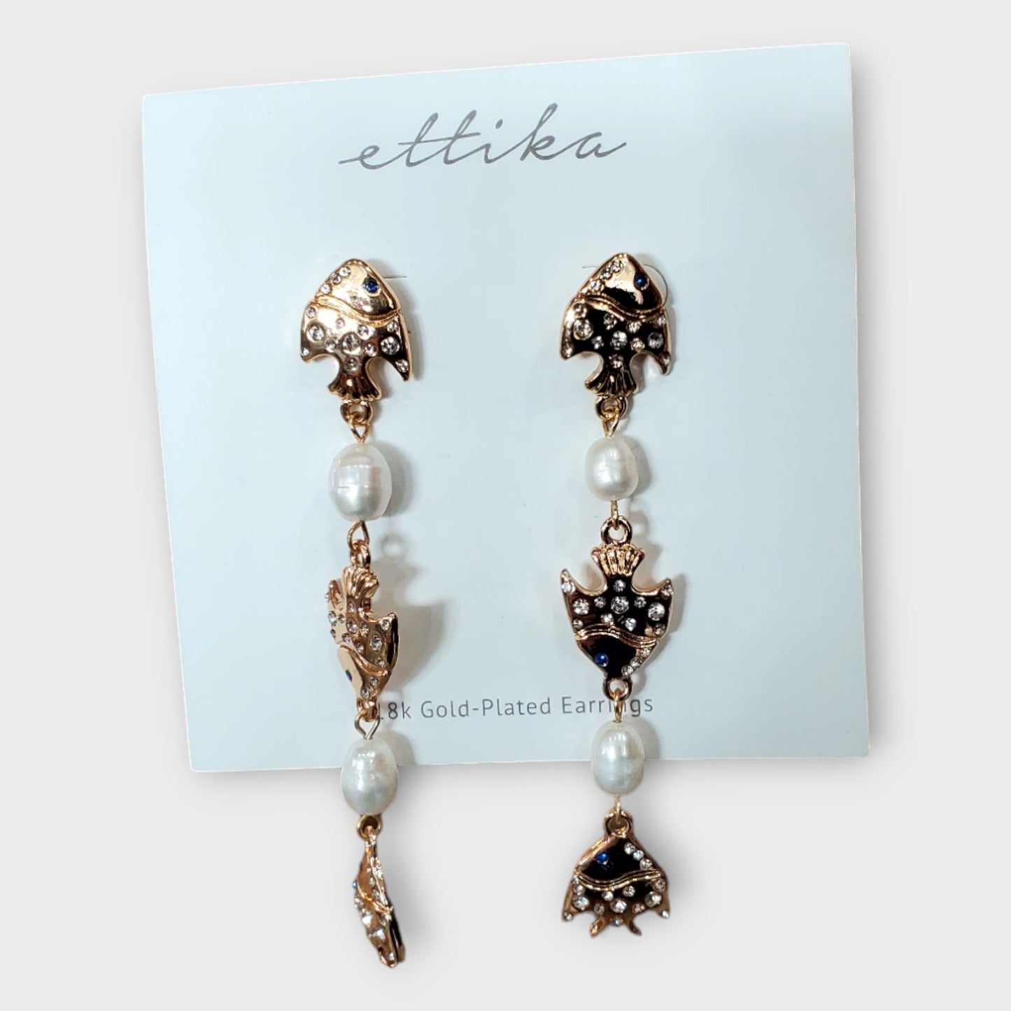 Ettika Fishing for Pearl Earrings 18KP