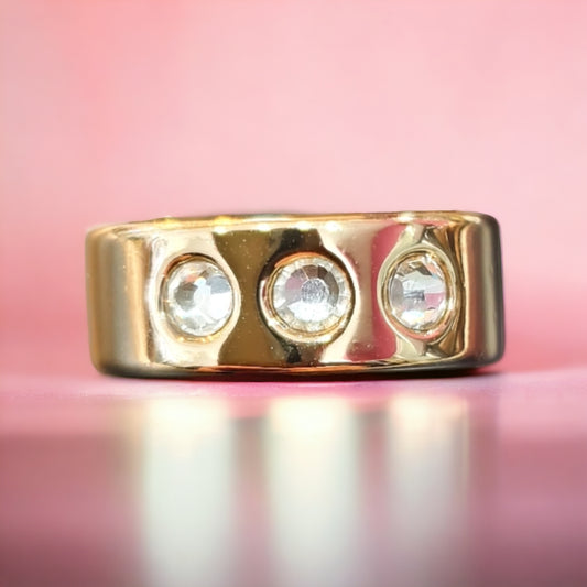 Ettika 18KP Gold CZ Band Ring Sz 6