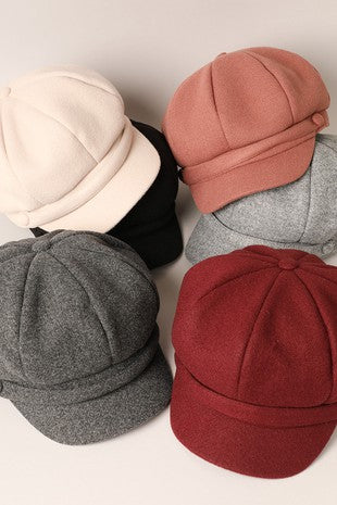 Solid Color Casual Newsboy Cap Cabbie Hat