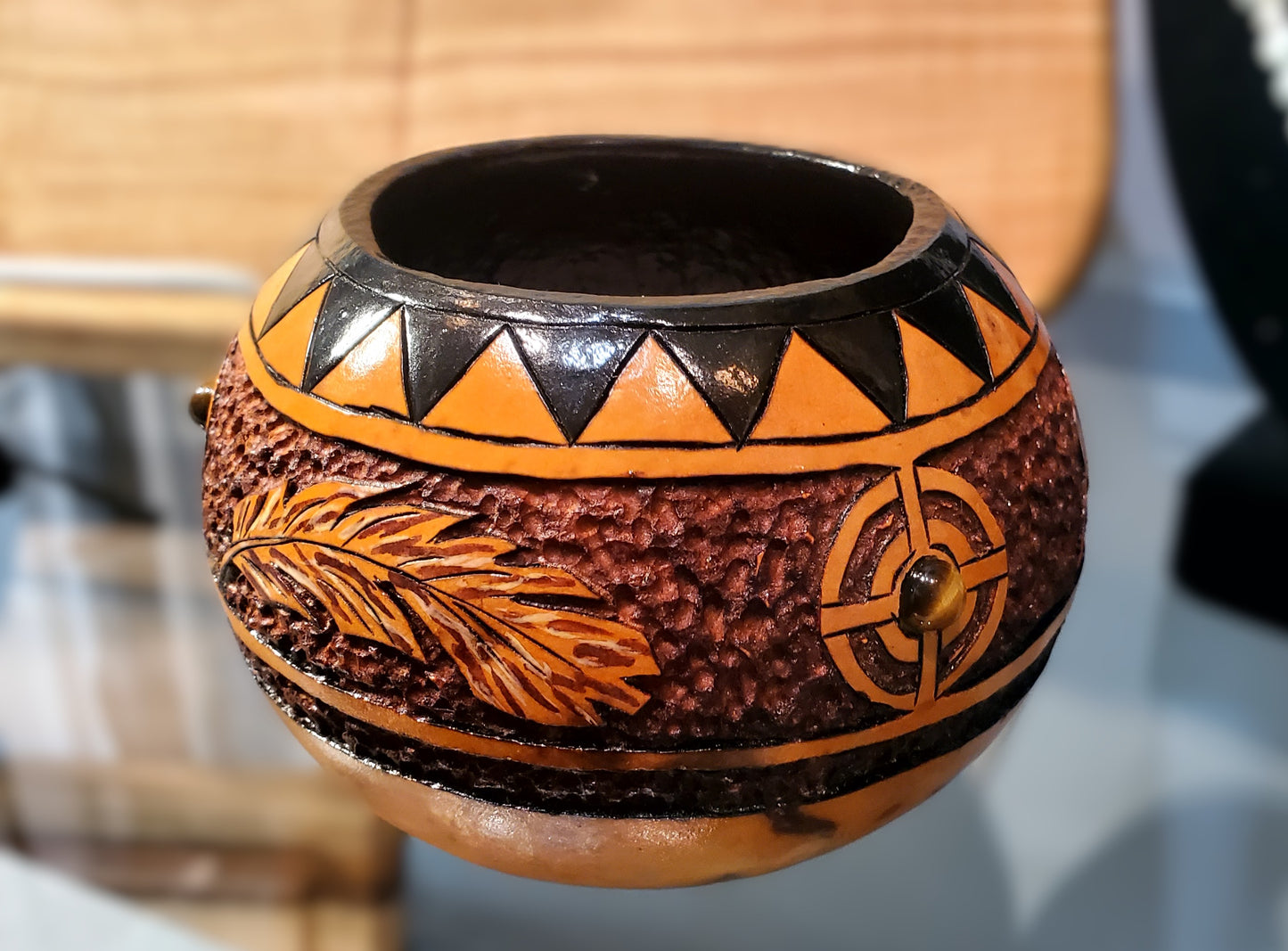 Tiger Eye & Feather Gourd